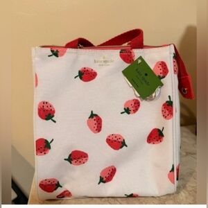 Kate Spade White Tote with Red Strawberry Print